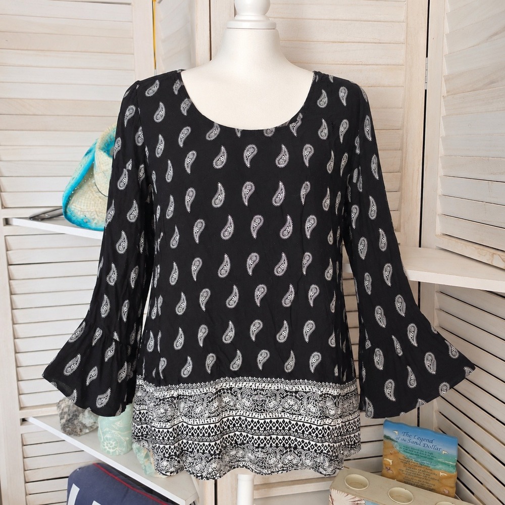 Faded Glory Paisley Blouse Size Large | Boho, Cottage
